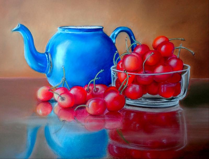 le temps des cerises    Pastel sur papier  30 X 40 - VENDU